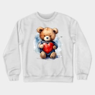 Loving Teddy Bear with Big Red Heart Crewneck Sweatshirt